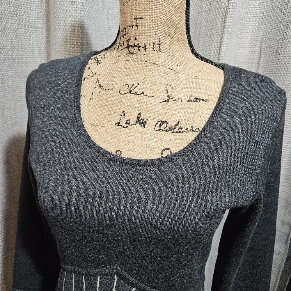 Nine West Gray Knit Geometric Midi Dress Size XS - Picture 9 of 11